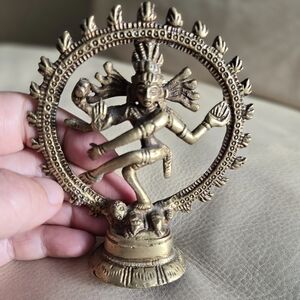 Brass Nataraja Shiva Statue - Gold Home Accent